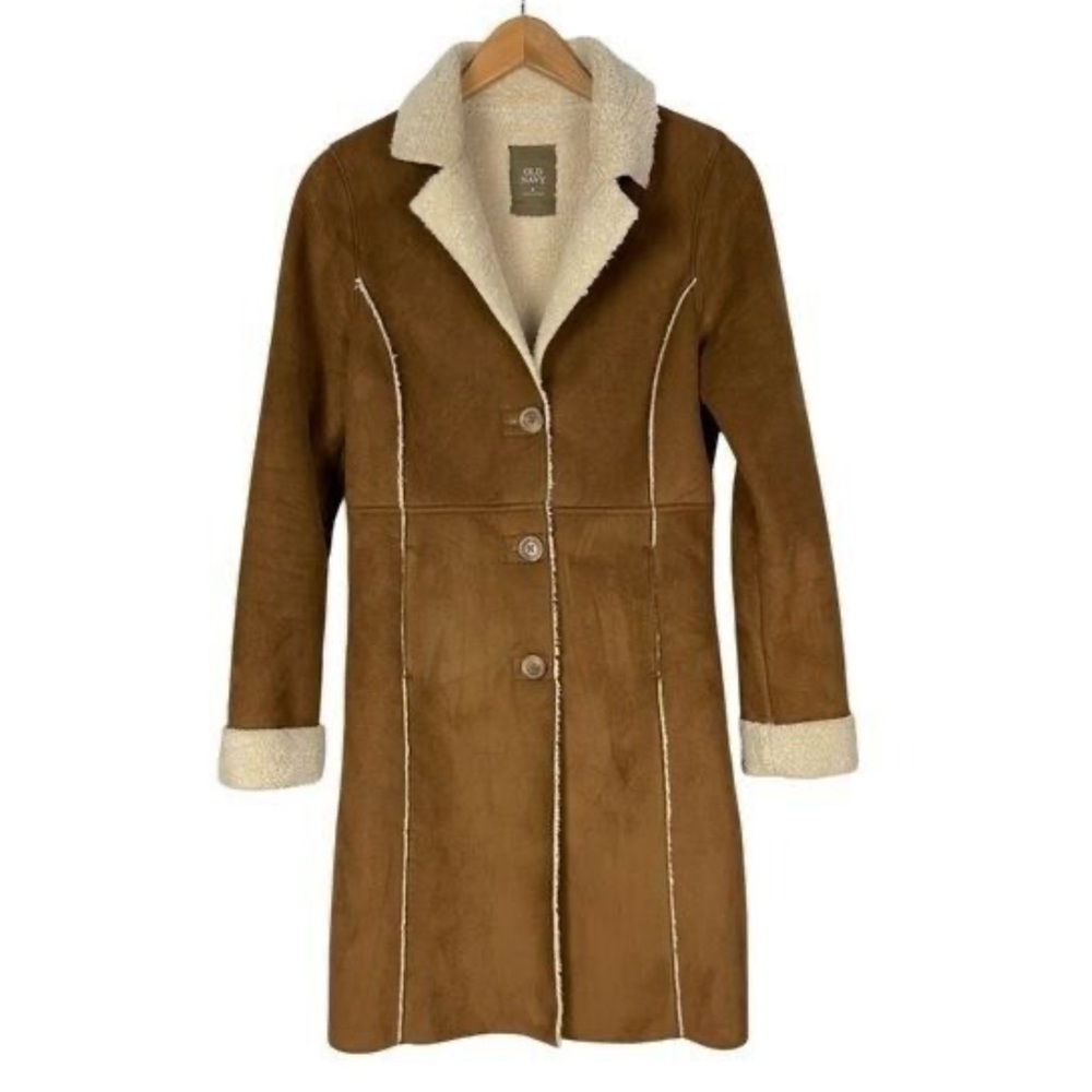 Vintage Faux Suede Sherpa Lined Penny Coat Size XS